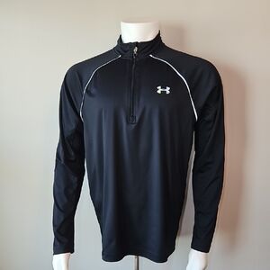 Under Armour Black Quarter-Zip Performance Jacket with Gray Piping